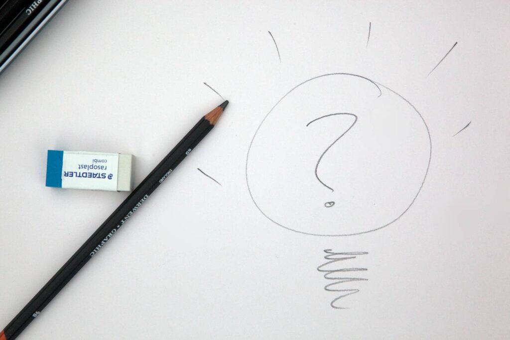 question mark written in pencil