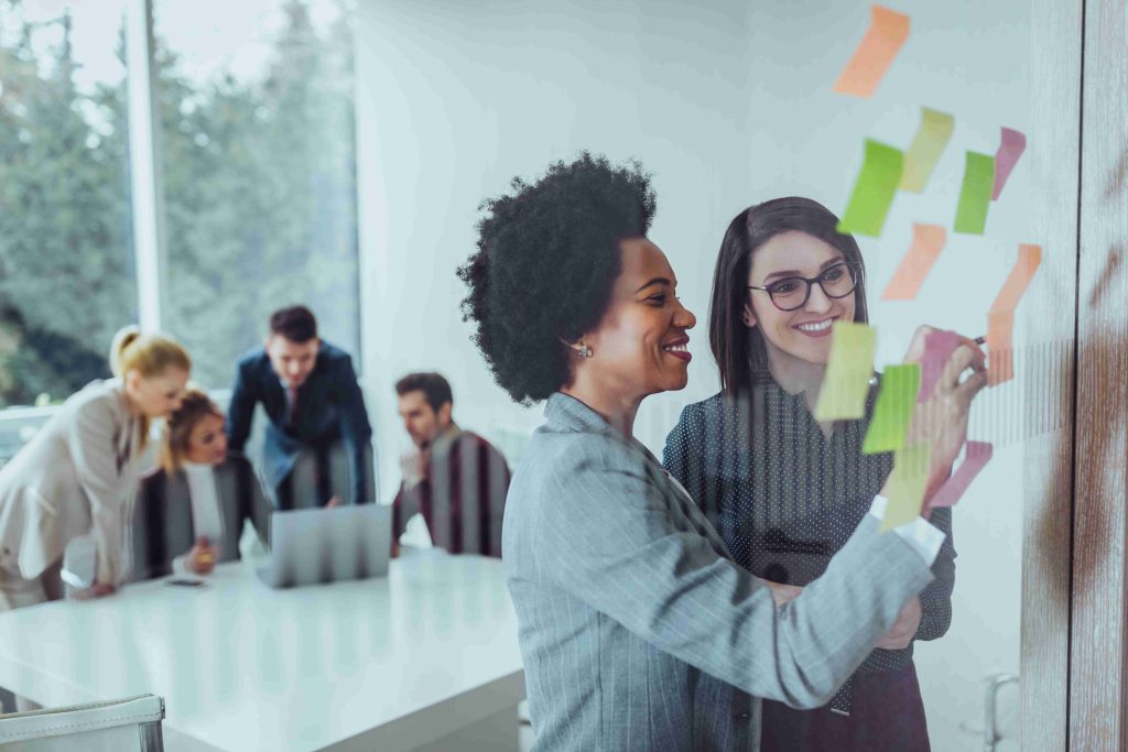 colleagues exchange know-how in a brainstorming session