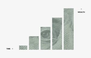 A graph showing increase in wealth over time